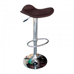 SADDLE Σκαμπό BAR, Βάση Χρώμιο, Pvc Σκούρο Καφέ Ρύθμιση Ύψους, Περιστρεφόμενο