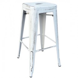RELIX Σκαμπό Bar Στοιβαζόμενο, Μέταλλο Βαφή Antique White