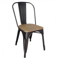 RELIX Wood Natural Oak Καρέκλα Μέταλλο Βαφή Antique Black