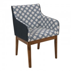 KENDAL Καρέκλα Τραπεζαρίας Καρυδί, Ύφασμα Μπλε Deco