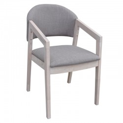 BOXER Πολυθρόνα Tραπεζαρίας White Wash, Ύφασμα Ανοιχτό Γκρι