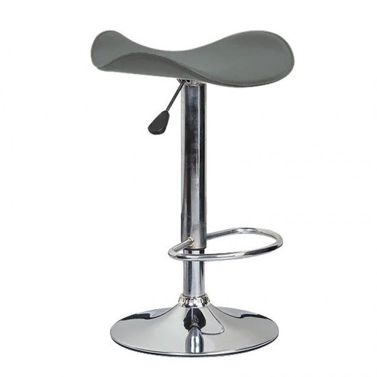 SADDLE Σκαμπό BAR, Βάση Χρώμιο, Pvc Γκρι, Ρύθμιση Ύψους, Περιστρεφόμενο SADDLE Σκαμπό BAR, Βάση Χρώμιο, Pvc Γκρι, Ρύθμιση Ύψους, Περιστρεφόμενο