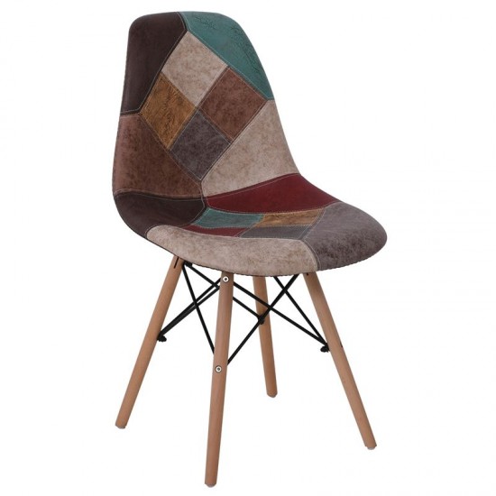 ART Wood Καρέκλα Ξύλο - PP Ύφασμα Patchwork Καφέ ART Wood Καρέκλα Ξύλο - PP Ύφασμα Patchwork Καφέ