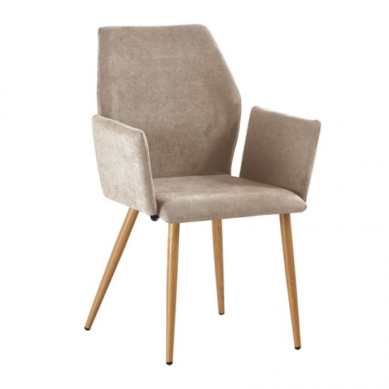 LETO Armchair Natural Wood Color Metal/Light Brown Fabric LETO Armchair Natural Wood Color Metal/Light Brown Fabric