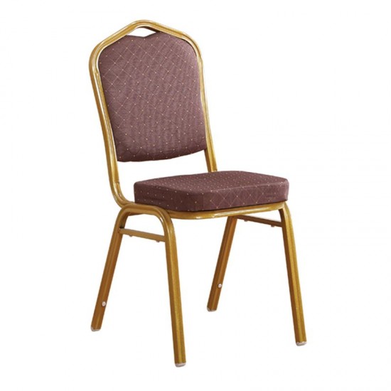 HILTON Καρέκλα Μέταλλο Βαφή Gold, Ύφασμα Καφέ HILTON Καρέκλα Μέταλλο Βαφή Gold, Ύφασμα Καφέ