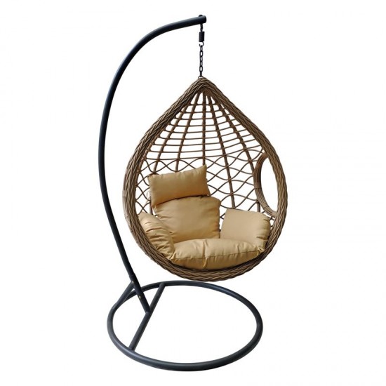 MADRID Hanging Lounge Steel Grey/Wicker Beige/Cushion Beige MADRID Hanging Lounge Steel Grey/Wicker Beige/Cushion Beige