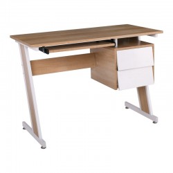 UNIT Γραφείο Η/Υ Μέταλλο Βαφή Άσπρο, Melamine Απόχρωση Sonoma