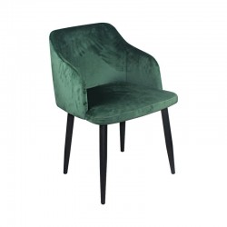 RAP Πολυθρόνα Μέταλλο Βαφή Μαύρο, Ύφασμα Velure Forest Green