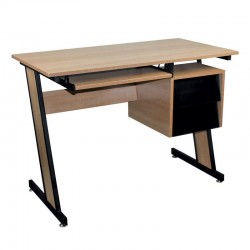 UNIT Γραφείο H/Y Μέταλλο Βαφή Μαύρο, Melamine Απόχρωση Sonoma