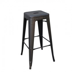 RELIX Σκαμπό Bar Στοιβαζόμενο, Μέταλλο Βαφή Antique Black