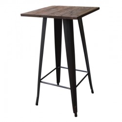 RELIX Wood Dark Oak Τραπέζι BAR Μέταλλο Βαφή Antique Black