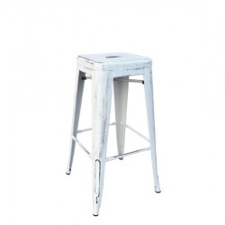 RELIX Σκαμπό Bar Στοιβαζόμενο, Μέταλλο Βαφή Antique White