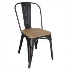 RELIX Wood Natural Oak Καρέκλα Μέταλλο Βαφή Antique Black RELIX Wood Natural Oak Καρέκλα Μέταλλο Βαφή Antique Black