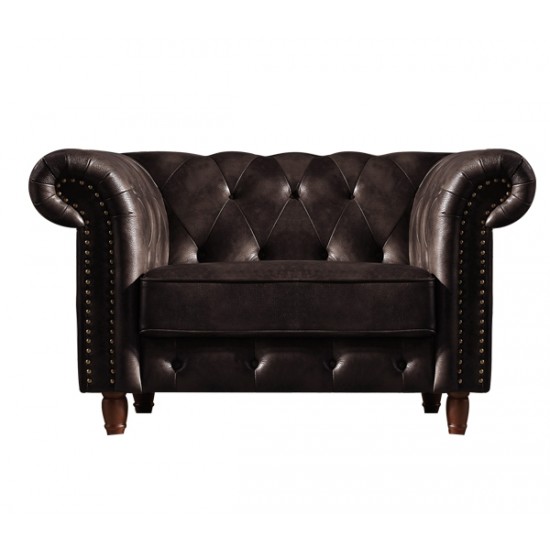 CHESTERFIELD Πολυθρόνα Σαλονιού - Καθιστικού, Ύφασμα Leather Air, Χρώμα Σκούρο Καφέ CHESTERFIELD Πολυθρόνα Σαλονιού - Καθιστικού, Ύφασμα Leather Air, Χρώμα Σκούρο Καφέ