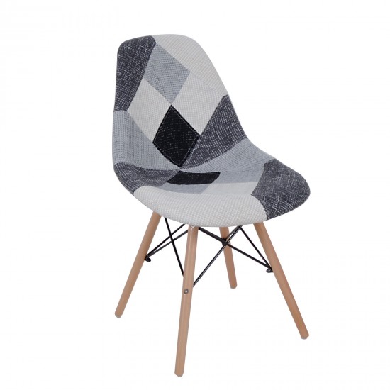ART Wood Καρέκλα Ξύλο - PP Ύφασμα Patchwork Black & White ART Wood Καρέκλα Ξύλο - PP Ύφασμα Patchwork Black & White