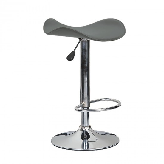 SADDLE Σκαμπό BAR, Βάση Χρώμιο, Pvc Γκρι, Ρύθμιση Ύψους, Περιστρεφόμενο SADDLE Σκαμπό BAR, Βάση Χρώμιο, Pvc Γκρι, Ρύθμιση Ύψους, Περιστρεφόμενο