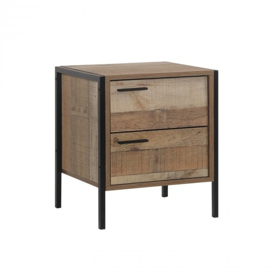 PALLET Κομοδίνο με 2 Συρτάρια Μέταλλο Βαφή Μαύρο - Antique Oak PALLET Κομοδίνο με 2 Συρτάρια Μέταλλο Βαφή Μαύρο - Antique Oak
