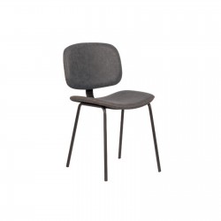 BARLEY Καρέκλα Μέταλλο Βαφή Μαύρο, PU Vintage Grey