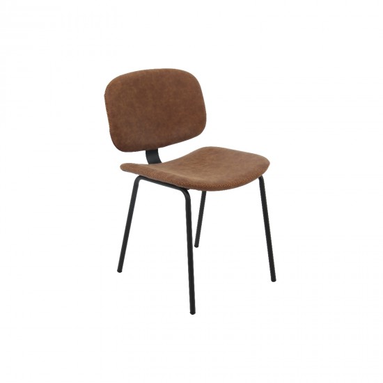 BARLEY Καρέκλα Μέταλλο Βαφή Μαύρο, PU Vintage Brown BARLEY Καρέκλα Μέταλλο Βαφή Μαύρο, PU Vintage Brown