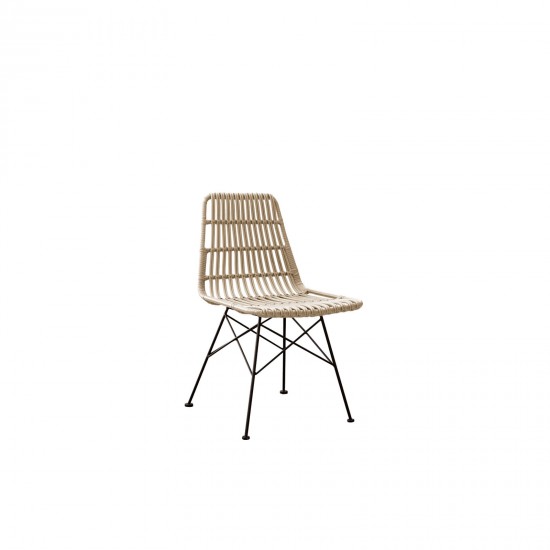 SALSA Καρέκλα Κήπου Βεράντας Μέταλλο Βαφή Μαύρο, Wicker Φυσικό SALSA Καρέκλα Κήπου Βεράντας Μέταλλο Βαφή Μαύρο, Wicker Φυσικό