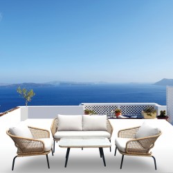SALSA Plus Set Σαλόνι Κήπου ALU Μαύρο-Γυαλί-Wicker Φυσικό: Τραπέζι+2 Θέσιος+2 Πολυθρόνες SALSA Plus Set Σαλόνι Κήπου ALU Μαύρο-Γυαλί-Wicker Φυσικό: Τραπέζι+2 Θέσιος+2 Πολυθρόνες