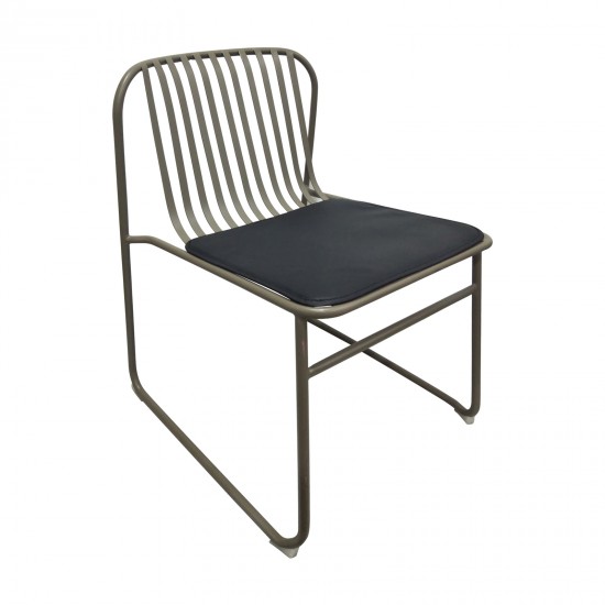 STRIPE Καρέκλα Κήπου Βεράντας, Μέταλλο Βαφή Sand Brown, Μαξιλάρι PU Μαύρο STRIPE Καρέκλα Κήπου Βεράντας, Μέταλλο Βαφή Sand Brown, Μαξιλάρι PU Μαύρο