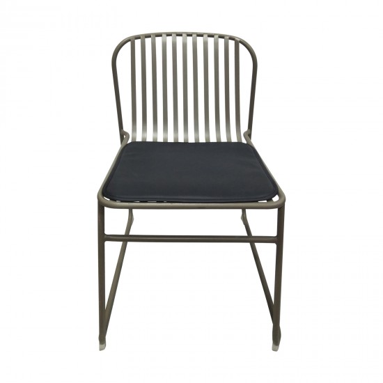 STRIPE Καρέκλα Κήπου Βεράντας, Μέταλλο Βαφή Sand Brown, Μαξιλάρι PU Μαύρο STRIPE Καρέκλα Κήπου Βεράντας, Μέταλλο Βαφή Sand Brown, Μαξιλάρι PU Μαύρο