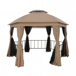 GAZEBO 6γωνο με Σίτα & Κάγκελο Μέταλλο Βαφή Ανθρακί, Ύφασμα Μπεζ - Μαύρο GAZEBO 6γωνο με Σίτα & Κάγκελο Μέταλλο Βαφή Ανθρακί, Ύφασμα Μπεζ - Μαύρο