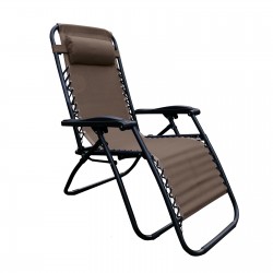 SUPER RELAX Πολυθρόνα με Υποπόδιο, Μέταλλο Βαφή Ανθρακί, Textilene Καφέ SUPER RELAX Πολυθρόνα με Υποπόδιο, Μέταλλο Βαφή Ανθρακί, Textilene Καφέ
