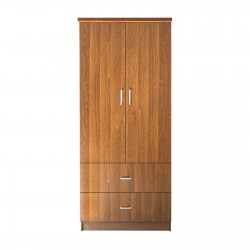 CLOSET Ντουλάπα Δίφυλλη, Ράφι, Θέσεις για Κρεμάστρες, 2 Συρτάρια, Απόχρωση Καρυδί CLOSET Ντουλάπα Δίφυλλη, Ράφι, Θέσεις για Κρεμάστρες, 2 Συρτάρια, Απόχρωση Καρυδί