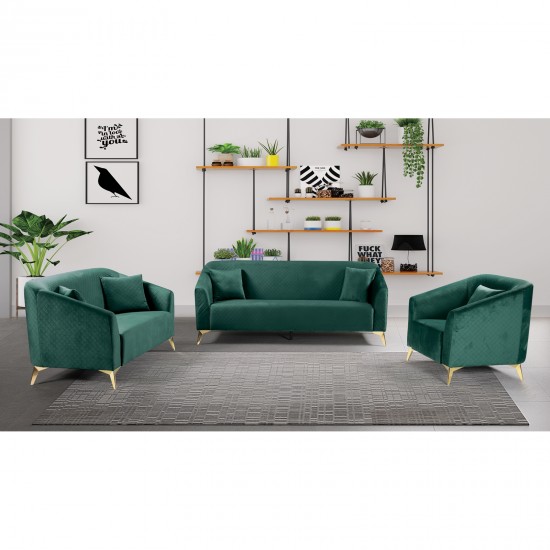LUXE Set Σαλόνι: 3Θέσιος + 2Θέσιος + Πολυθρόνα, Ύφασμα Velure Απόχρωση Πράσινο LUXE Set Σαλόνι: 3Θέσιος + 2Θέσιος + Πολυθρόνα, Ύφασμα Velure Απόχρωση Πράσινο