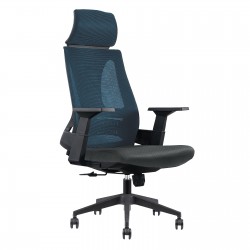 BF8750 Πολυθρόνα Γραφείου Διευθυντή, Mesh Μπλε, Ύφασμα Γκρι