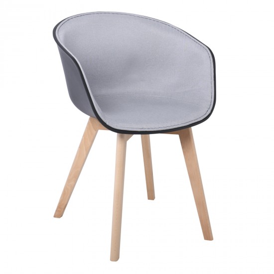 OPTIM Armchair PP Black, Fabric Light Grey (wooden leg) OPTIM Armchair PP Black, Fabric Light Grey (wooden leg)