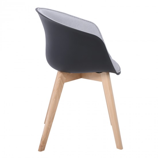 OPTIM Armchair PP Black, Fabric Light Grey (wooden leg) OPTIM Armchair PP Black, Fabric Light Grey (wooden leg)