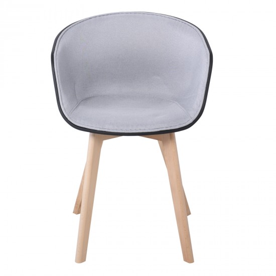 OPTIM Armchair PP Black, Fabric Light Grey (wooden leg) OPTIM Armchair PP Black, Fabric Light Grey (wooden leg)